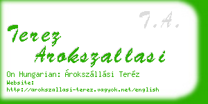 terez arokszallasi business card